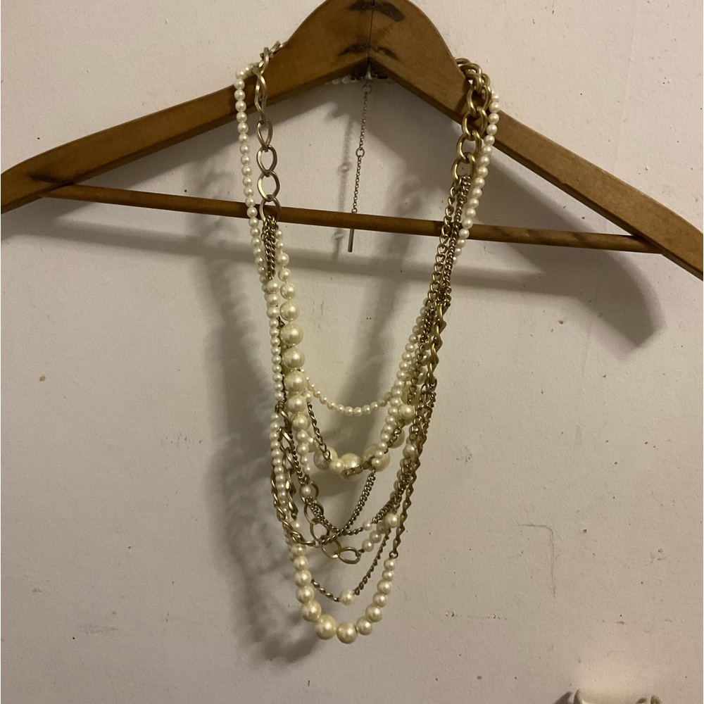Kenneth Cole Pearl and Gold Necklace